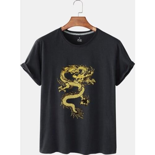 Summer Womens Top Personality Fashion Pure Color Dragon Print Short Sleeves Round Collar T-shirt Women Slim Lovely T-shirt Top