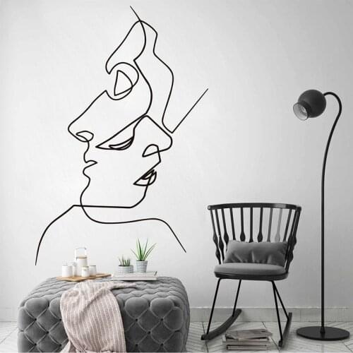 Faces, Line Art Wall Decal Couple, Love, Outlines Vinyl Sticker, Home Decor, Wall Art Decor, Family, Line Work, Gift 2304