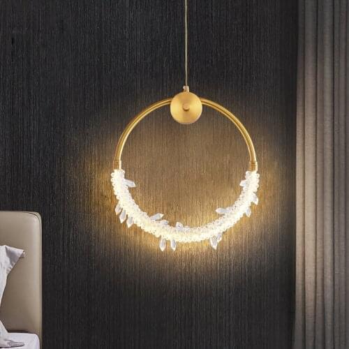 All Copper Nordic living room simple Chandelier modern light luxury crystal Hanging Light bedroom deco LED Chandelier Lighting