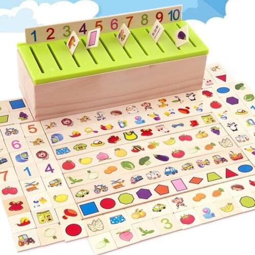 Montessori Mathematical Knowledge Classification Cognitive Matching Kids Early Educational Learn Toy Wood Box Gifts for Children