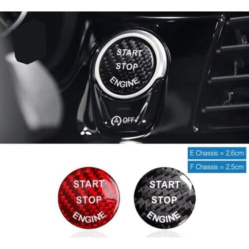 For BMW E70 X5 E71 X6 E81 E90 E91 E60 F30 F35 F10 F11 F01 F15Carbon Fiber Car Engine Start Stop Switch Button Trim Cover Sticker