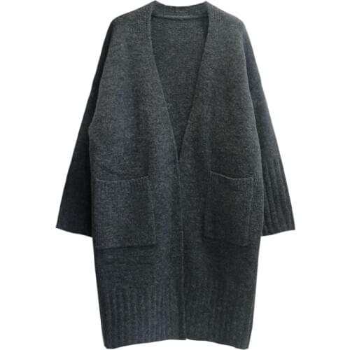 2020 New Korean Version Maternity Sweater Long Cardigan Jacket Women Loose Plus Size Thick Knitted Sweater Autumn Winter