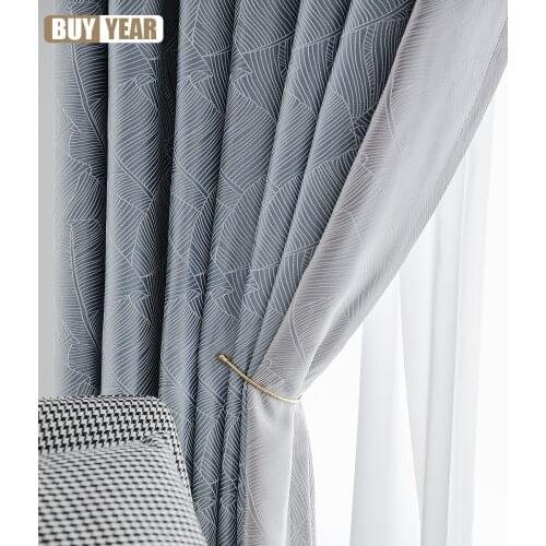 2021 New Nordic Minimalist Ins Wind Jacquard Light Luxury Curtains for Living Room High-end Bedroom Curtains Customization