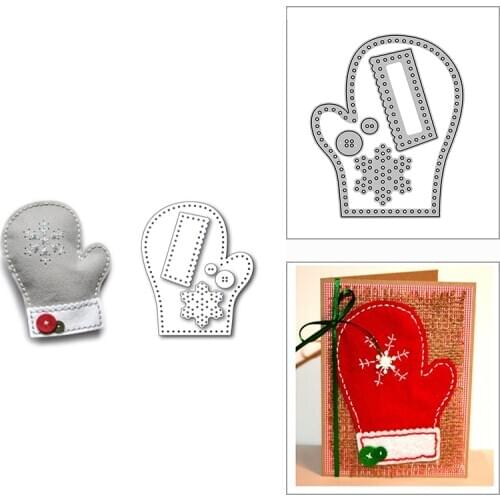 New Christmas Stitched Gloves Snowflake 2020 Metal Cutting Dies for Scrapbooking Decor and Card Making Embossing Craft No Stamps