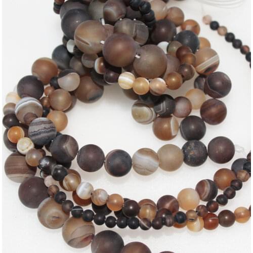 Bulk Wholesale Natural Stone Matte Coffee Stripe Agates Beads Round Loose Beads 4 6 8 10 12mm for Jewelry Making DIY Bracelet