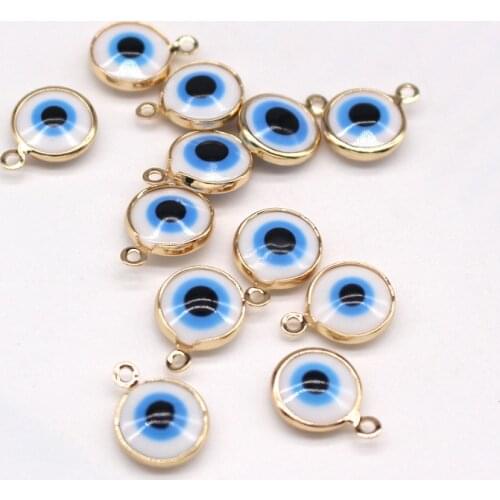 10pcs Mix Blue Evil Eye Earring Charms Lucky Demon Eye Bracelet Connector Pendants Resin Rhinestone Charm Jewelry Make