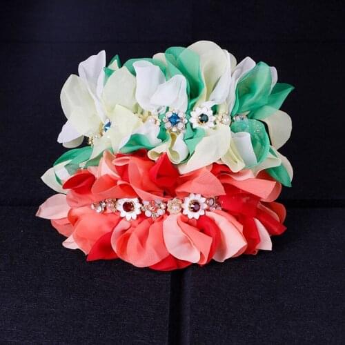 3D Big Flowers Baroque Headbands for Women Fabric Personality Sparkly Hairband Crystal Rhinestone Headband