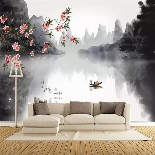 Hand-painted ink landscapes background wall professional production murals, wallpaper wholesale, custom poster photo wall