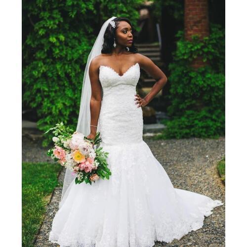 Sexy African Plus Size Mermaid Wedding Dresses 2020 Modest For Nigeria Sweet-heart Church wedding dresses Gowns robe de mariage