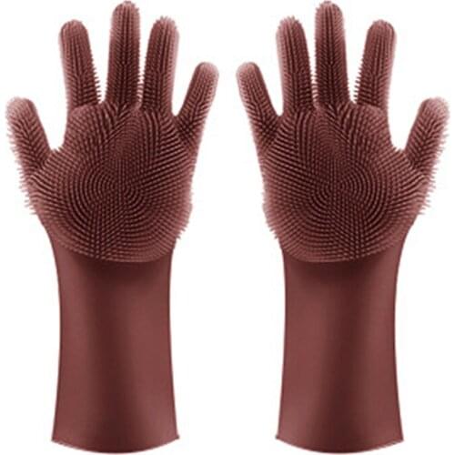 2in1 Silicone Dish Cleaning Scrubber Gloves Dishwashing Mittens Kitchen Supplies for Ourdoor Camping Fishing