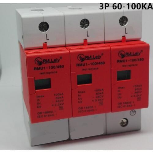 SPD 60-100KA 3P surge arrester protection device electric house surge protector D ~420V AC