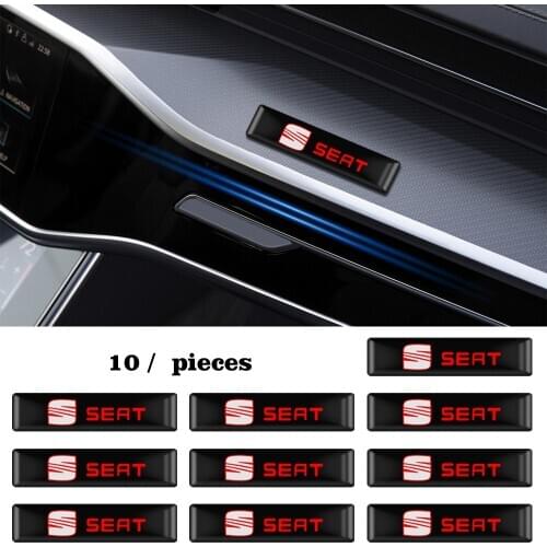 10Pcs Car Styling 3D Epoxy Decals Stickers Emblems For Seat Ibiza 6j 6l Fr Ateca Altea Xl Leon 2 Leon Alhambra Accessories