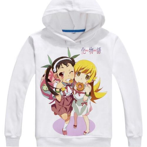 Bakemonogatari Hoodie Anime Tsubasa Cat Cosplay O-nack Sweatshirt Cute Sweatshirts Japanese Cartoon Fans