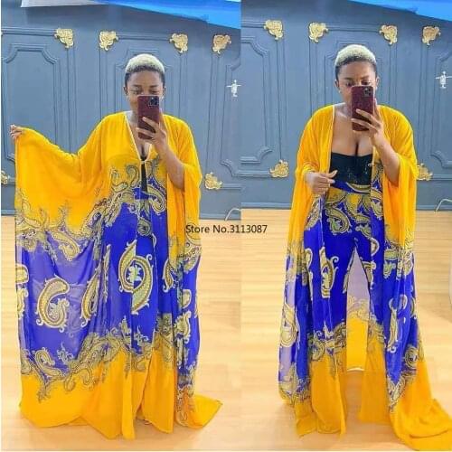 African Clothes for Women 2 Piece Set Women Africa Clothes African New Fashion Long Dress Pants Suit Party Plus Size Robe