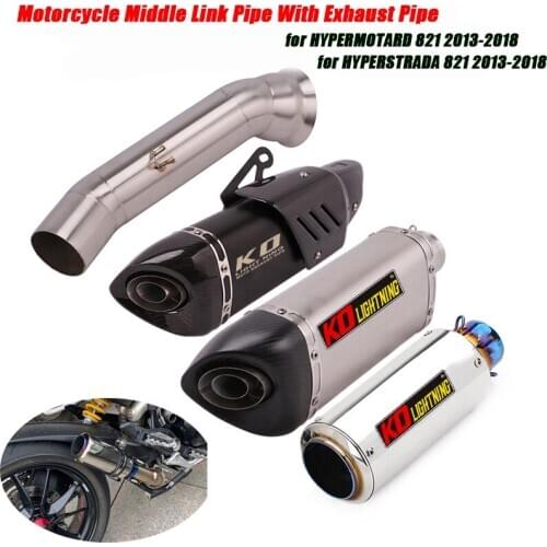 Motorcycle Middle Link Tail Exhaust Pipe Non-destructive installation Set for Ducati Hypermotard 821 HYPERSTRADA 821 2013-2018