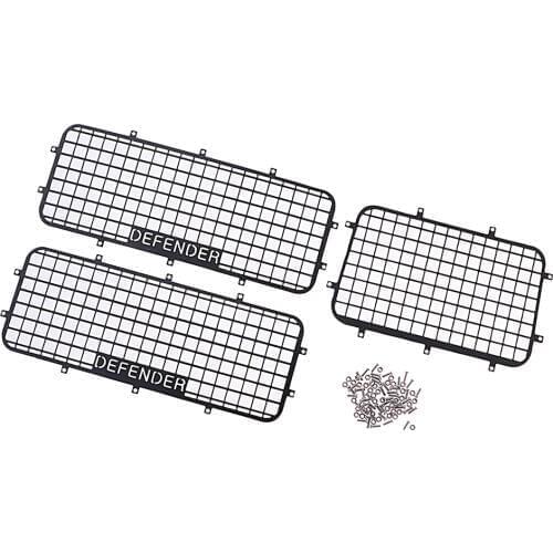 3Pcs Metal Fence Window Mesh Protector Defender for 1/10 RC Crawler Traxxas TRX-4 Body Part Black