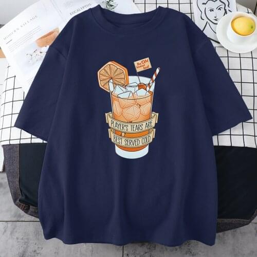 Cartoon Icey Orange Juice Print Womens T-shirt Vintage Casual Clothing Fashion Style T shirt Summer Oversized Womens Tshirts