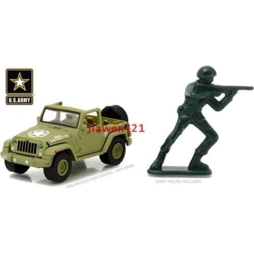 1:64 GreenLight 2016 U.S. Army Jeep with soldier doll Collection of die-cast alloy car model toys gifts 1:64 Green
