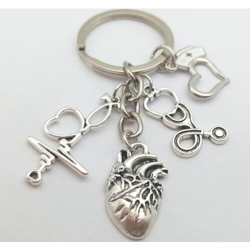 1 piece of heart charm keychain medical anatomical keychain heart keychain, used for doctors and nurses bag chain jewelry gift