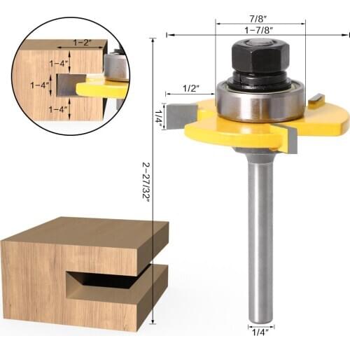3PCS/Set 6MM 1/4 Shank High Quality Tongue & Groove Joint Assembly Router Bit Set Stock Wood Cutting Tool 5 Types
