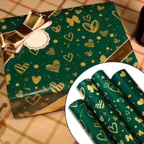 70*50cm Wrapping Paper Green Lover Printed Gold Birthday Gift Decoration Paper Christmas Wedding Gift Wrapping Packing Paper