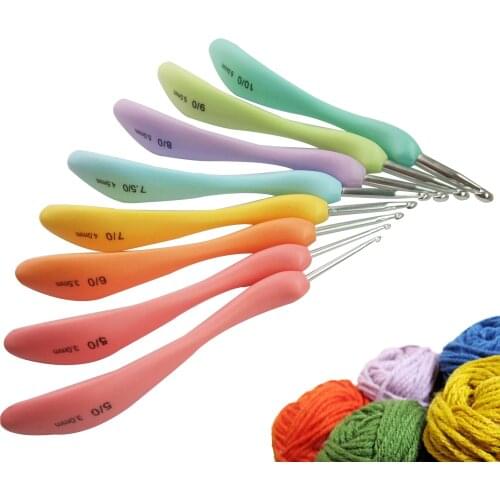 8pcs/Set Multicolor Metal Hook Crochet Sewing Needles Knitting Needles Handmade Weave Craft DIY Knitting Accessory 2.5mm-6.0mm