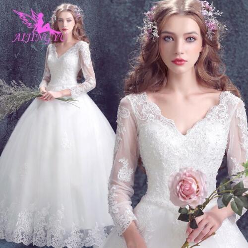 AIJINGYU 2021 2020 wholesale Customized new hot selling cheap ball gown lace up back formal bride dresses wedding dress TJ154