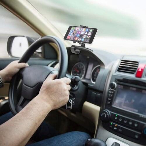 Car Mobile Phone Holder 360 Degree Rotating Universal Clip-on Phone Bracket Non-slip Mat Black For Car Buckle Mobile Phone Stand