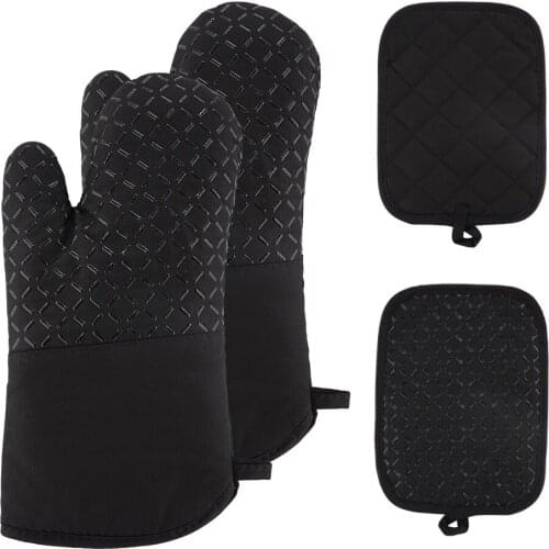 BalleenShiny 2 PCS Microwave Silicone Insulation Gloves Thickened Anti-slip Kitchen Oven Baking Anti-scalding Gloves