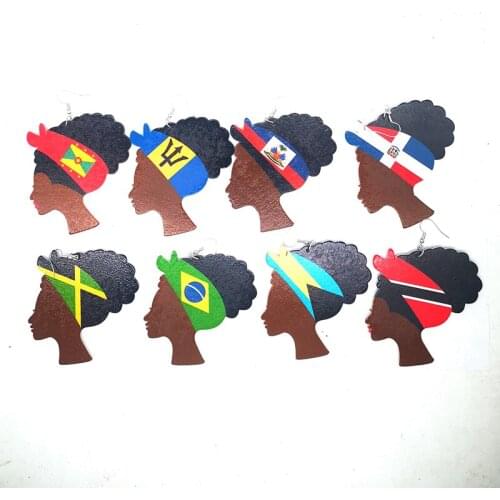 Free Shipping!Newest flags Woman Wooden Earrings