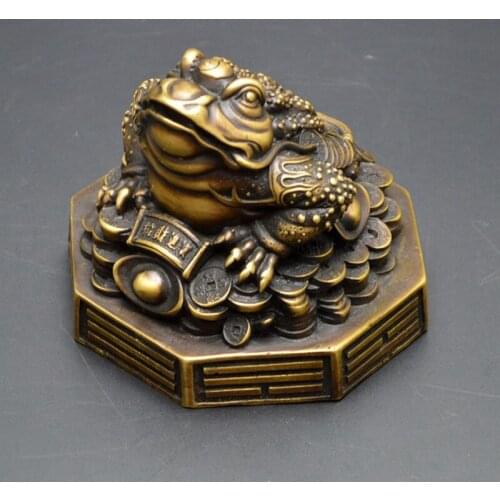 Pure copper big Bagua toad ornaments, collectibles handicrafts, decorations