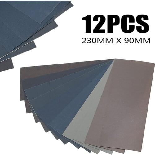 12 Sheets Waterproof Sand Paper Abrasive Paper 400-5000 Grit Wet/Dry Polishing Sandpaper for Sanding Wood Furniture Finishing