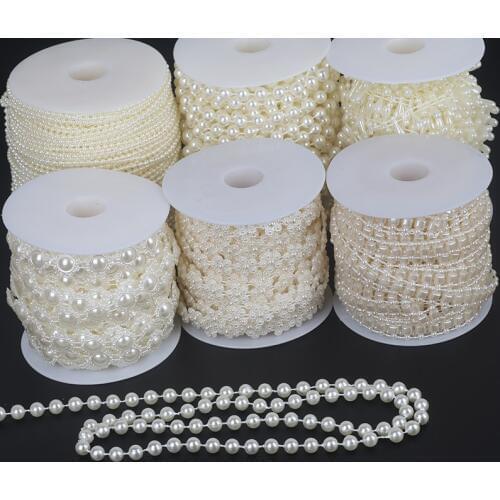 Ivory Color Flatback ABS Imitation Pearl Beads Chain Ganland Beads Bouquet For Jewelry Craft Making DIY Scrapbook Decoration