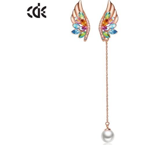 CDE Women Earrings Embellished with Crystals Pearl Earrings Fashion Rose Gold Jewelry Brincos Vintage Gifts