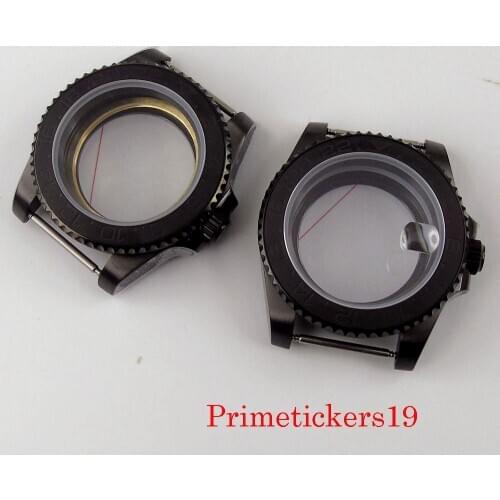 40mm Black PVD Watch Case Fit NH35A NH36A MIYOTA 8215 Mingzhu 2813 Automatic Movement Sapphire Glass