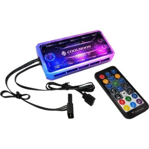 COOLMOON Remote RGB Lighting Music Controller Chassis Fan Desktop Computer Chassis Fan Controller RF Remote Control