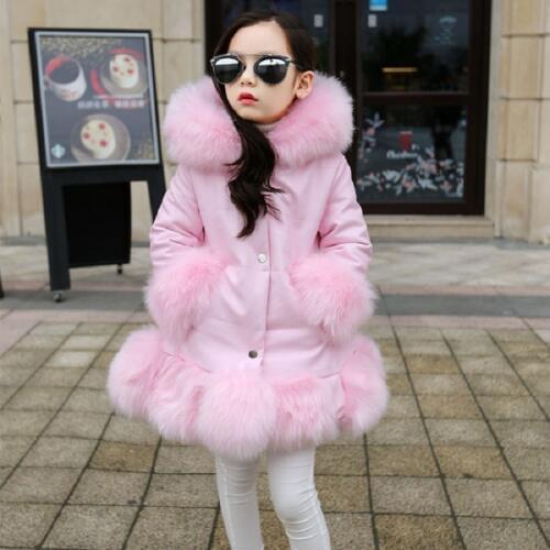 Fashion Baby Winter warm Outerwear & Coats Childrens Fur Long Girls fur Coat Kids Faux Fur Clothes Fur coat