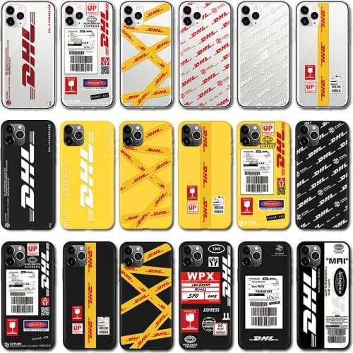 DHL Hot Express 50th Anniversary Edition Label Case For iPhone 11 12 Pro X XS Max XR 5 5S SE 2 2020 6 6S 7 8 Plus TPU Back Cover