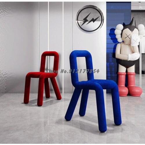 Ins designer single chair creative personality curved line chair makeup chair backrest shaped art photography photo chair