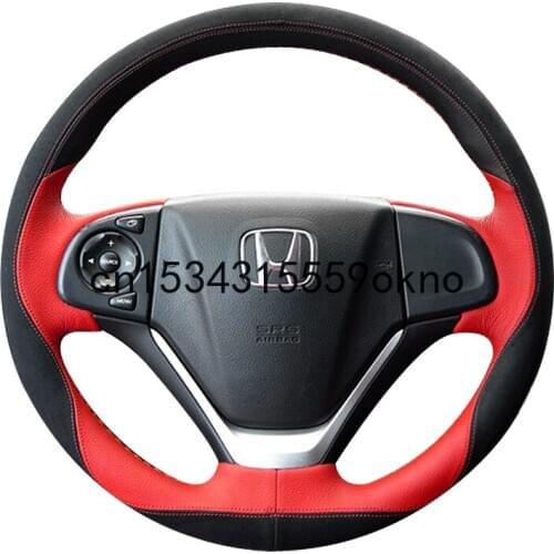 For Honda CRV ACCORD Civic Hand-stitched Anti-Slip Top Leather DIY Steering Wheel Cover