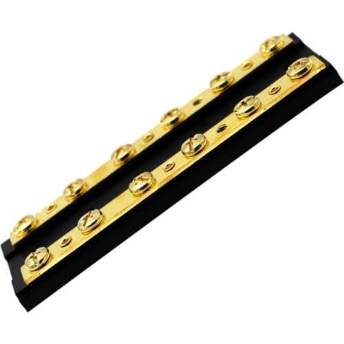 Dual Brass Bus Bar with 12 Terminals DC 32V 60A Positive and Negative Bus Bar