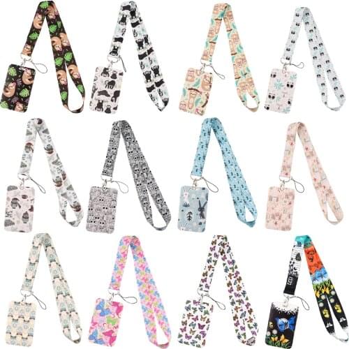 Flyingbee X2291 Animal Series Sloth Owl Rabbit ID Card Holder Bus Card Holder Staff Card Lanyard For Keys Phone DIY Hang Rope