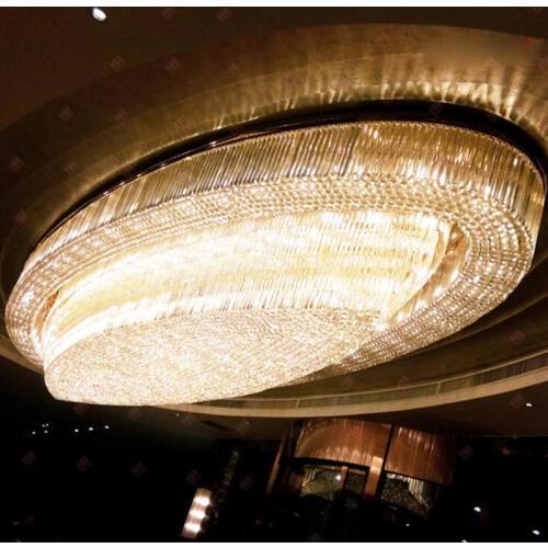 Hotel engineering lamp oval crystal lamp large banquet hall ceiling light hotel lobby lobby led ceiling lights led lighting