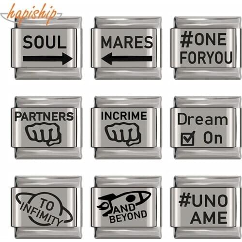 Hapiship 2020 Fashion Original Daisy Charms Cute Letter Charm Links Fit 9mm Bracelet Stainless Steel Jewelry Making DJ126