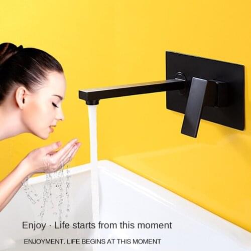 Grind arenaceous black embedded basin faucet and dark into a wall of hot and cold water faucet lavatory toilet commode