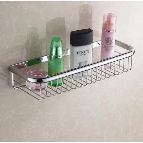 Classic Bathroom Accessories,Wall Mounted Strong Brass Fashion Chrome Design Shower shampoo Shelf Basket Holder/ 45cm Shelf