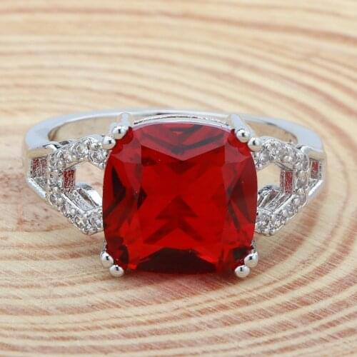 Classic 4-Claw Square Rings S925 Silvery Geometry Fine Jewelry For Women Wedding Engagement Anniversary Gift Size 6-10