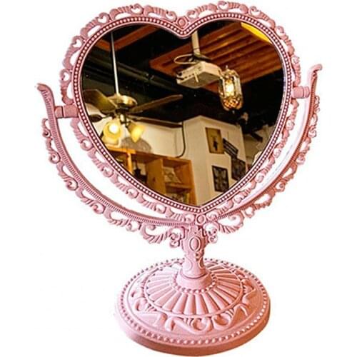 1pc Women Cosmetic Mirror Functional Durable Desk Type Antique Vintage European Style Desktop Makeup Mirror for Home Decor