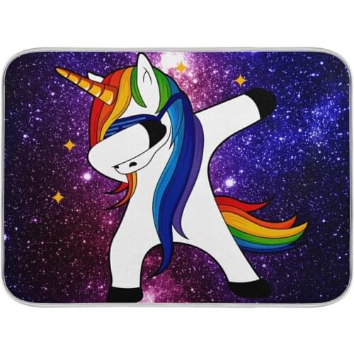 Microfiber Kitchen Dish Drying Mat Creative Unicorn Placemat Non-slip Water Absorbent Tableware Pad Dish Mat Heat Resistant Mat