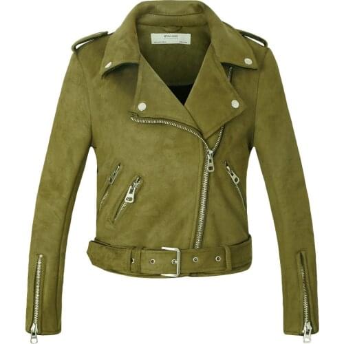 Faux Leather Jackets Sash Lady Matte Motorcycle Coats Biker Zippers Street Outwear 2021 Women Autumn Winter Thick Fake Suede